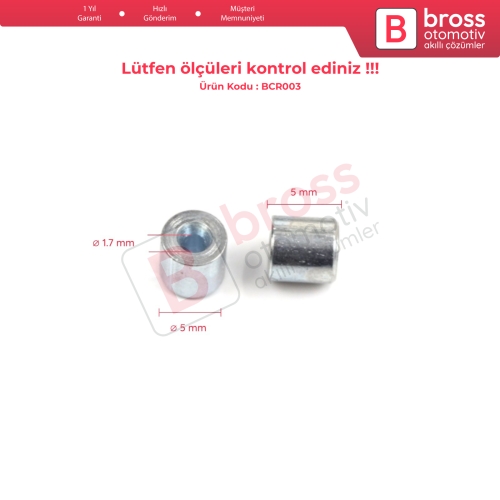 BCR003 Cam Kriko Kablo Halat Uç Pimi Tutma Perçini 5x5/1.7 mm 100 Adet