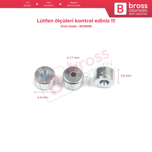 BCR008 Cam Kriko Kablo Halat Uç Pimi Tutma Perçini 6x3.5/1.7 mm 100 Adet