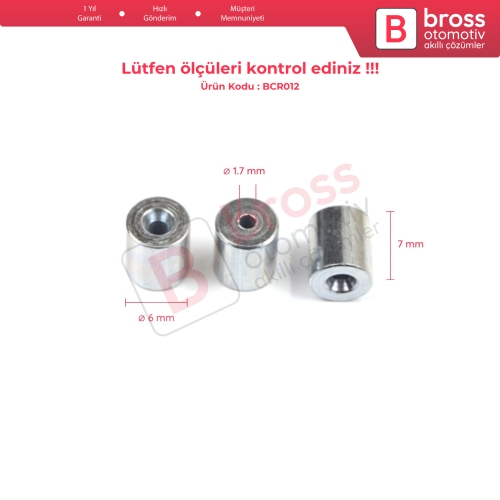 BCR012 Cam Kriko Kablo Halat Uç Pimi Tutma Perçini 6x7/1.7 mm 100 Adet