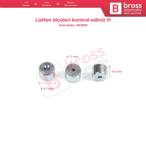 BCR015 Cam Kriko Kablo Halat Uç Pimi Tutma Perçini 6.5x4.5/1.7 mm 100 Adet