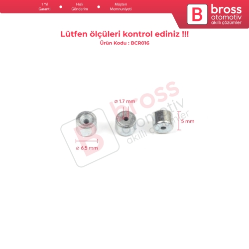 BCR016 Cam Kriko Kablo Halat Uç Pimi Tutma Perçini 6.5x5/1.7 mm 100 Adet