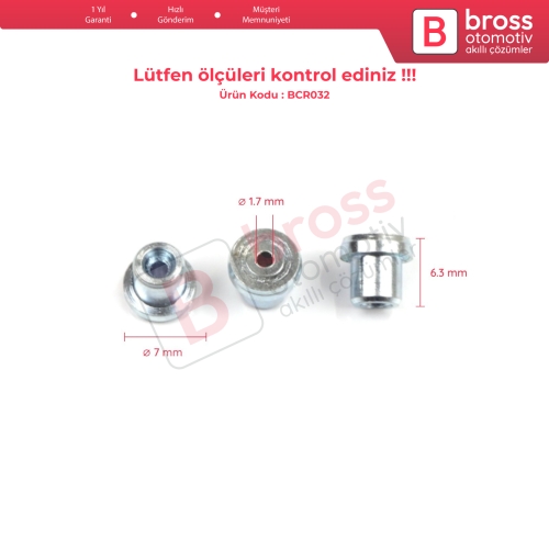 BCR032 Cam Kriko Kablo Halat Uç Pimi Tutma Perçini 7x6.3/1.7 mm 100 Adet