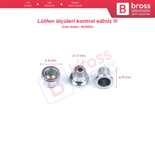 BCR034 Cam Kriko Kablo Halat Uç Pimi Tutma Perçini 8x6.75/1.7 mm 100 Adet