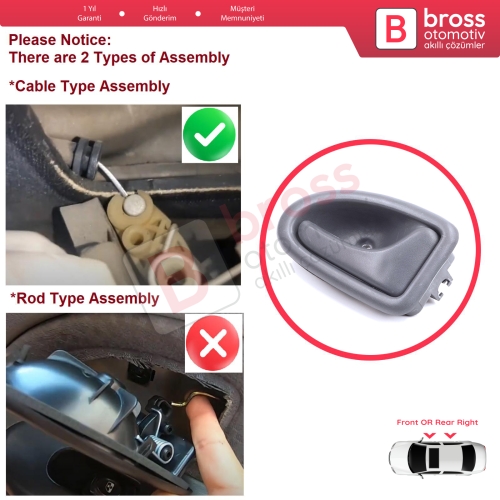 Renault Clio 2 Scenic Megane 1 Trafic Master 2 Mascott Logan 1 Movano Vivaro A Interstar Primastar 1 Daily 8200028995 İçin Gri Sağ Kapı İç Açma Kolu TELLİ Tip