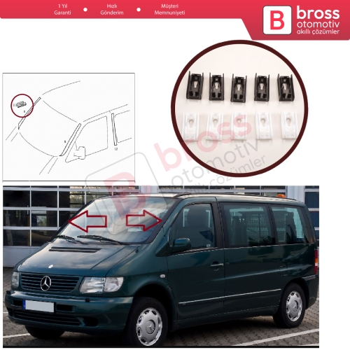 Mercedes Vito W638 1996-2003 için Ön Cam Çıta Klips Seti Sağ Sol 638984086  6389840961