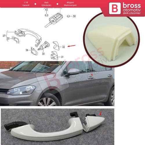 VW Skoda Seat Audi için Ön Sol Dış Kapı Kol Bademi 5G1837879D