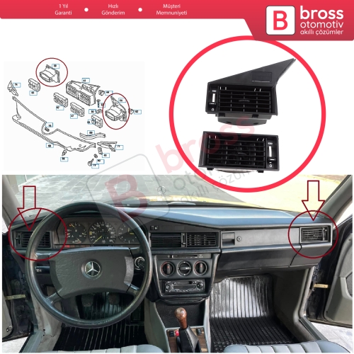 Mercedes W201 190 190E 190D 1982-1993 A2018301154 A2018301254 için Sağ Sol Yan Kalorifer Klima Havalandırma Izgarası