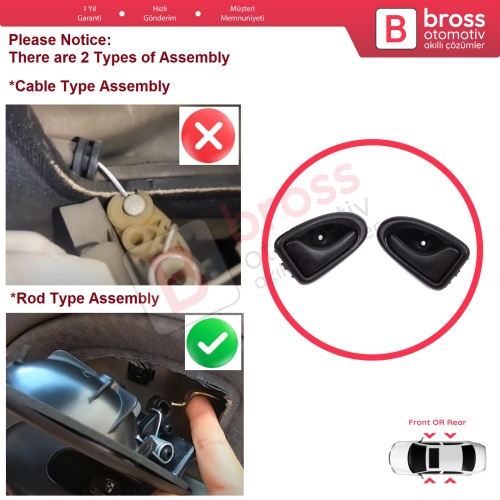 Renault Clio 2 Scenic Megane 1 Trafic Master 2 Mascott Logan 1 Movano Vivaro A Interstar Primastar 1 Daily 7700434716 7700434717 İçin Siyah Sağ Sol Kapı İç Açma Kolu Kancalı Tip