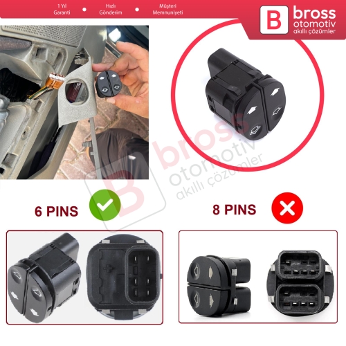 Ford Fiesta MK5 JH JD Fusion JU Tourneo Connect MK1 Transit V347 V348 6S6T14529AB İçin Sol Ön Kapı Cam İkili Açma Düğmesi