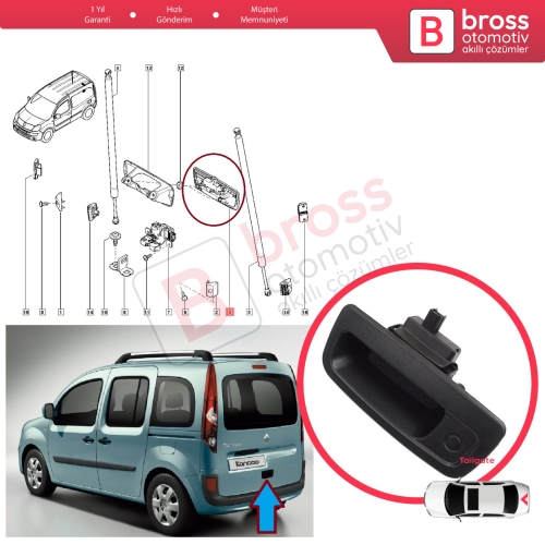 Renault Kangoo MK2 Express FW Be Bop KW Mercedes Citan W415 8200497807 için Tek Kapı Arka Bagaj Açma Kolu Siyah