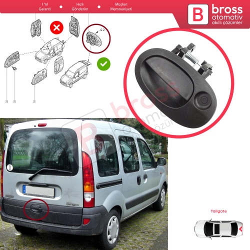 Renault Kangoo KC Express FC Nissan Kubistar MK1 X76 8200153666 için Tek Kapı Arka Bagaj Açma Kapı Kolu Siyah