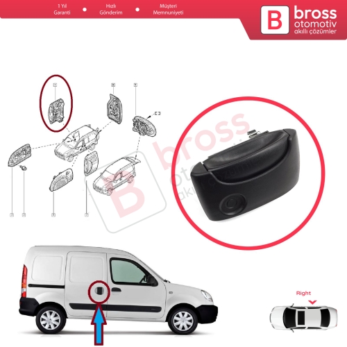Renault Kangoo KC Express FC Nissan Kubistar MK1 X76 8200107372 için Sağ Yan Sürgülü Kapı Dış Açma Kolu Siyah