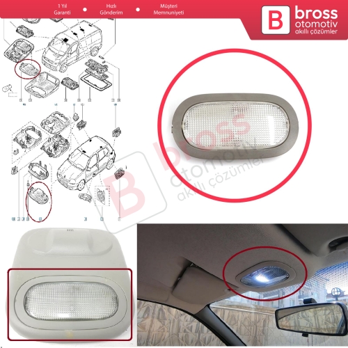Renault Clio MK1 MK2 Symbol Thalia Nissan Platina Quest Primastar Trafic Vivaro X83 8200543879 için İç Tavan Lambası Gri