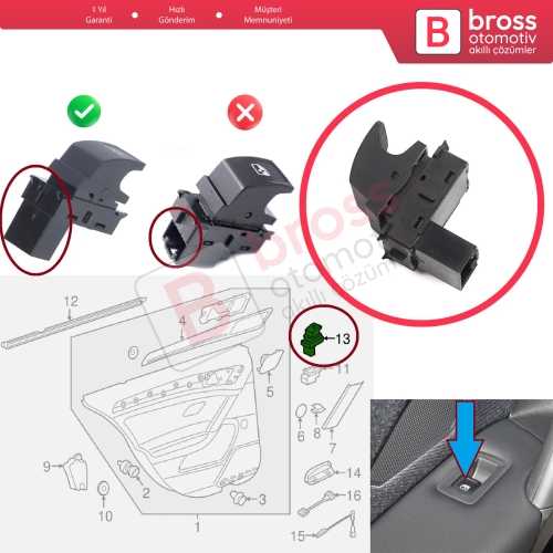 VW Crafter 2 Golf 7 Passat B8 Polo 6 Octavia 4 Superb 3 Leon 3 Ibiza 5 Ateca Audi A1 MK2 5G0959855D İçin Yolcu Kapı Tekli Cam Açma Düğmesi 4 Pin Anahtarı 