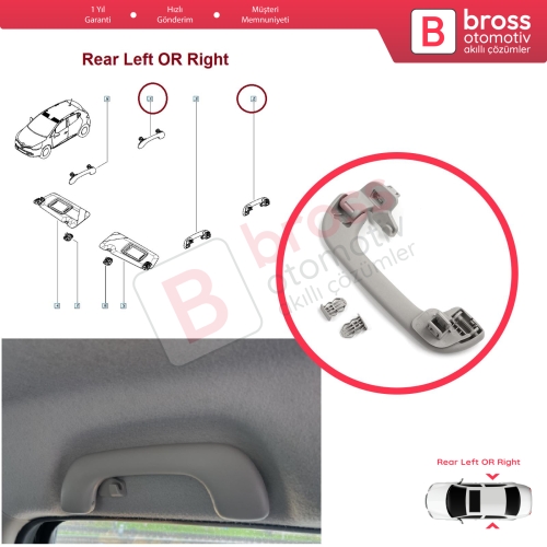Renault Megane 3 4 Scenic 3 Clio 4 Kadjar Captur  Master 3 Movano 739400011R İçin Arka Kapı Yolcu Tavan El Tutamağı Açık Gri