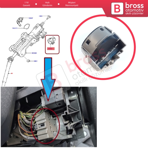 Ford B-Max C-Max Fiesta MK5 6 Focus Fusion Mondeo MK3 4 S-Max Transit Courier Connect Custom AA6T11572AA İçin Kontak Termiği Soketi 