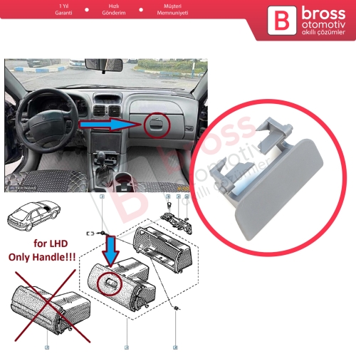 Renault Laguna MK1 1993–2002 7701206162 için Torpido Kapak Açma Mandalı Gri