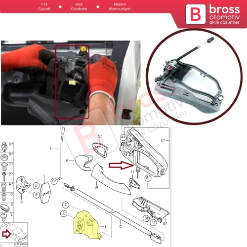 BMW X5 E53 2000-2006 İçin Ön Sağ Kapı Kolu Metal Taşıyıcı Mekanizma Braketi 51218243616