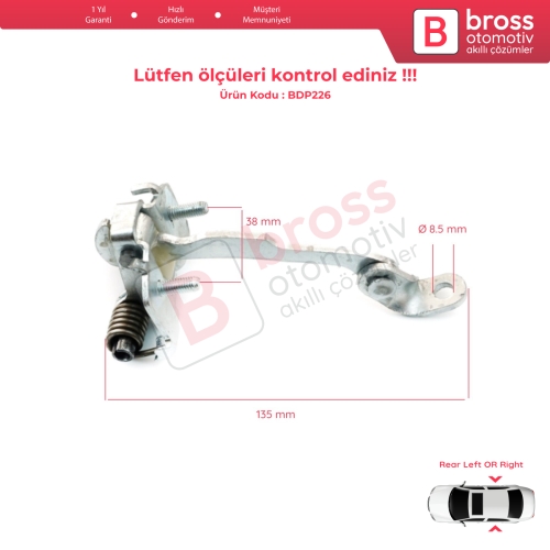 Citroen C3 MK1 MK2 2002-2016 İçin Arka Kapı Gergi Yayı 9181.L9