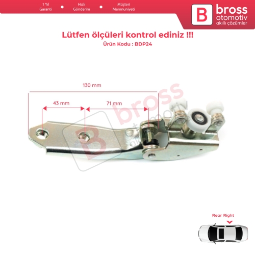 VW Transporter T4 Caravelle 1990-2003 için Sağ Arka Sürgülü Kapı Orta Makarası 701843336A