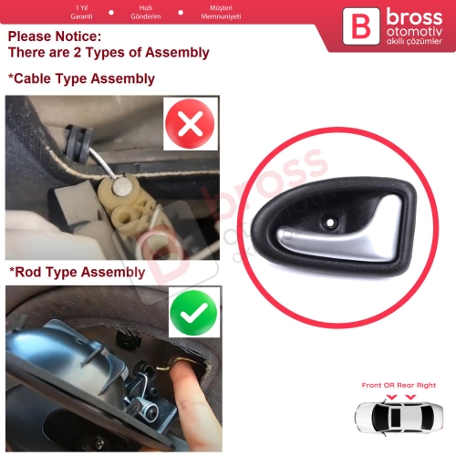 Renault Clio 2 Scenic Megane 1 Trafic Master 2 Mascott Logan 1 Movano Vivaro A Interstar Primastar 1 Daily 7700434717 İçin Krom Siyah Renk Sağ Kapı İç Açma Kolu Kancalı Tip
