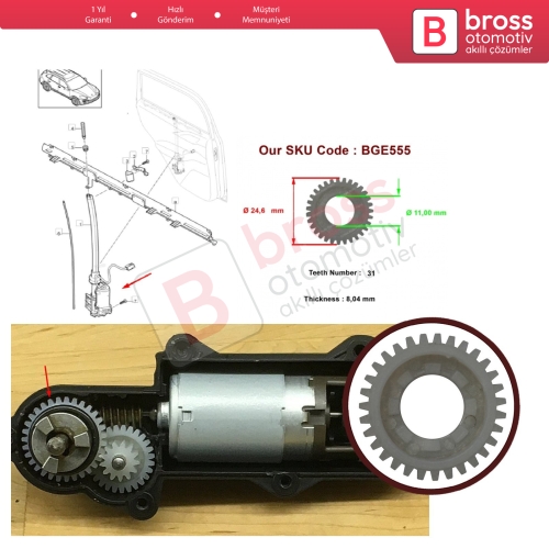 Porsche Cayenne Touareg İçin Arka Cam Güneşlik Perde Motor Dişlisi 958536317013W4 31 Diş