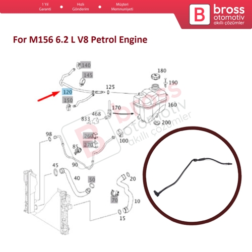 Mercedes W211 E63 AMG C219 CLS63 AMG M156 6.2 L için Motor Soğutucu Taşma Hortumu Havalandırma Borusu 2115011625