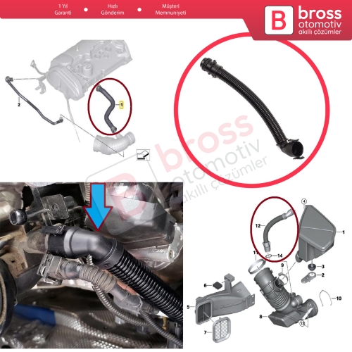 BMW 1 2 3 4 5 7 X1 X3 X4 X5 F30 Series B37 B47 N47 Motor 13717823517 için Hava Filtresi Emme Giriş Havalandırma Borusu