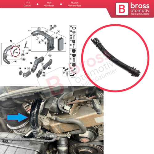 BMW 3 4 5 6 7 E84 F25 F26 E70 F15 F85 E71 E72 F16 F86 N57 N47 Motor 13717810772 için Hava Filtresi Temiz Hava Borusu