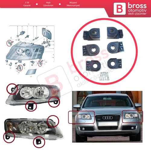 Audi A6 C6 S6 RS6 Avant Quattro Allroad 2004-2011 4F0998121 4F0998122 İçin Sağ Sol Ön Taraf Far Tamir Seti