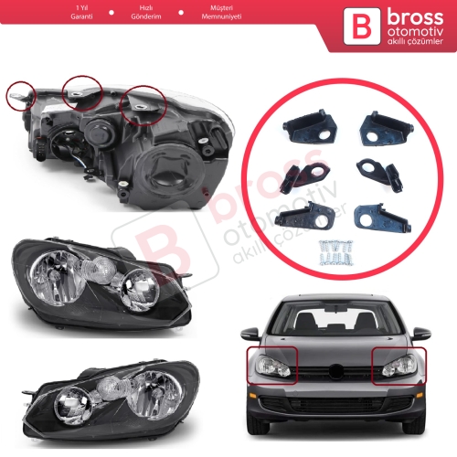 VW Golf MK6 5K AJ5 2008-2013 Convertible 517 2011-2016 5K0998225 5K0998226 İçin Sağ Sol Ön Far Ayak Tamir Seti