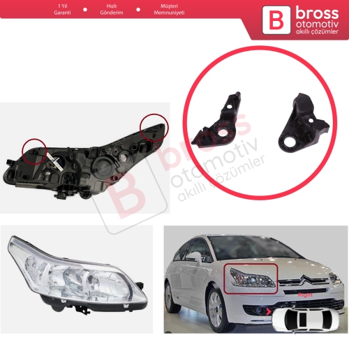 Citroen C4 MK1 LC Coupe MK1 THE 2004-2010 621284 İçin Sağ Ön Taraf Far Tamir Seti 