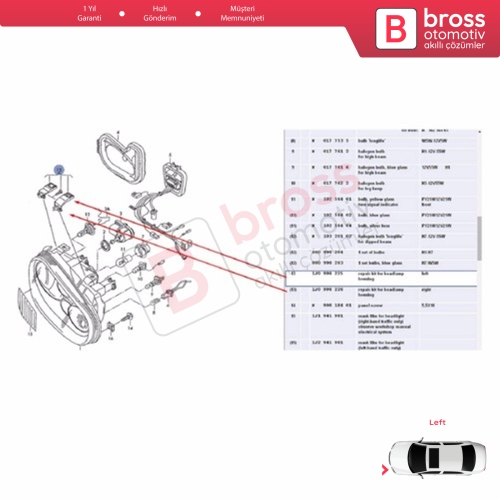 VW Golf MK4 A4 1J HB Sedan Estate 1997-2006 1J0998225 İçin Sol Ön Far Ayak Tamir Seti
