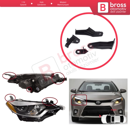 Toyota Corolla MK11 4-Kapı Sedan 2014-2016 8111002E60 İçin Sağ Ön Far Ayak Tamir Seti