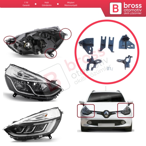 Renault Clio MK4 BH KH Estate HB Van 2012-2020 260603442R 260106624R İçin Sağ Sol Ön Far Ayak Tamir Seti