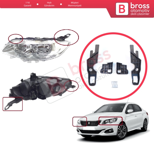 Peugeot 301 2012-2017 Makyajsız Kasa 9675139480 9675138980 İçin Sağ Sol Ön Far Ayak Tamir Seti