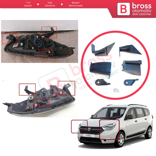 Dacia Lodgy Dokker 2012-On 260607950R 260102414R İçin Sağ Sol Ön Far Ayak Tamir Seti