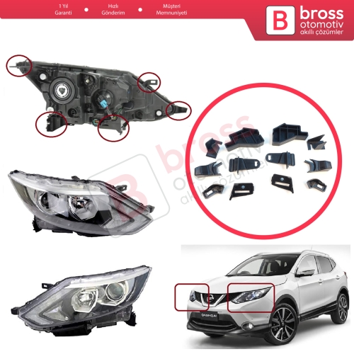 Nissan Qashqai MK2 J11 2013-2021 260604EH0A 260104EH0A İçin Sağ Sol Ön Far Ayak Tamir Seti