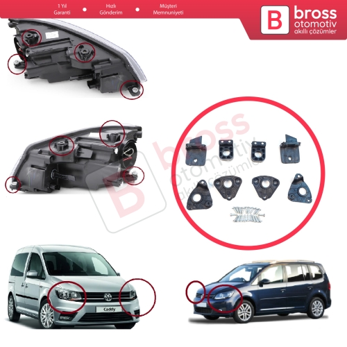 VW Caddy MK3 2K 2C Touran MK1 1T3 2010-2015 2K5998225 2K5998226 İçin Sağ Sol Ön Far Ayak Tamir Seti
