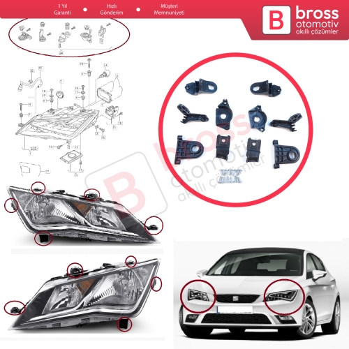Seat Leon MK3 5F 2012-2020 5F0998225 5F0998226 İçin Sağ Sol Ön Far Ayak Tamir Seti