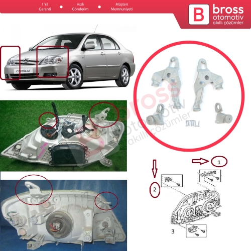 Toyota Corolla MK9 E120 E130 2000-2006 811701E480 811451E710 İçin Sağ Sol Ön Far Ayak Tamir Seti