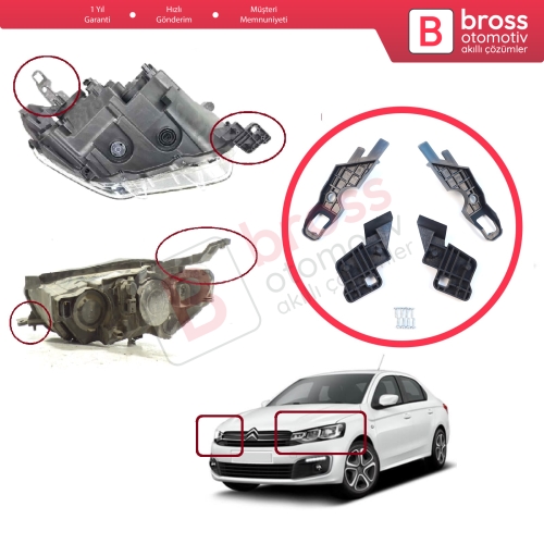 Citroen C-Elysee 2012-2017 9675140080 9675140380 İçin Sağ Sol Ön Far Ayak Tamir Seti