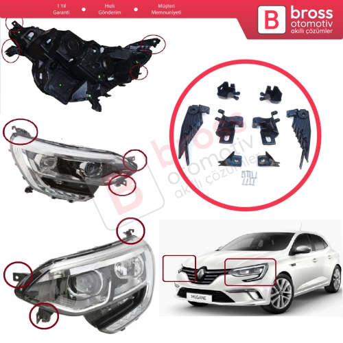 Renault Megane BFB K9A B9A MK4 2016-On 260601571R 260100506R İçin Sağ Sol Ön Far Ayak Tamir Seti