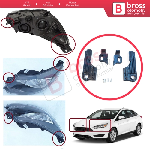 Ford Focus C346 MK3 2010-2020 BM5113W030 BM5113W029 İçin Sağ Sol Ön Far Ayak Tamir Seti