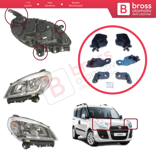 Fiat Doblo MK2 263 Makyajlı Kasa 2015-2022 51974244 51974243 İçin Sağ Sol Ön Far Ayak Tamir Seti