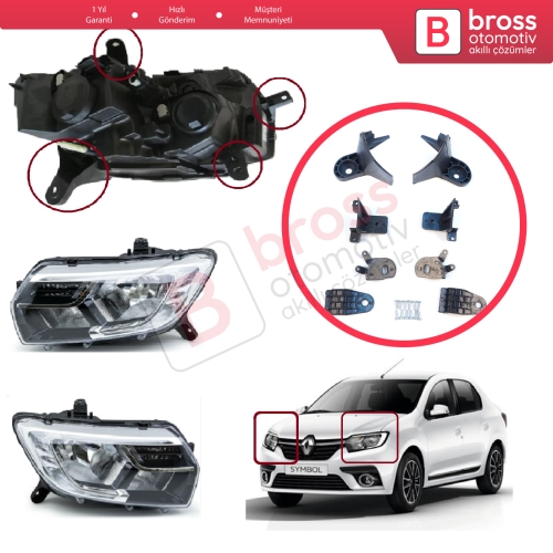 Renault Symbol MK3 Makyajlı Kasa 2017-On 260609154R 260102037R İçin Sağ Sol Ön Far Ayak Tamir Seti