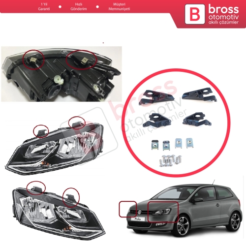 VW Polo MK5 6R 6C 61 2009-2016 6C0998225 6R0998226 İçin Sağ Sol Ön Far Ayak Tamir Seti