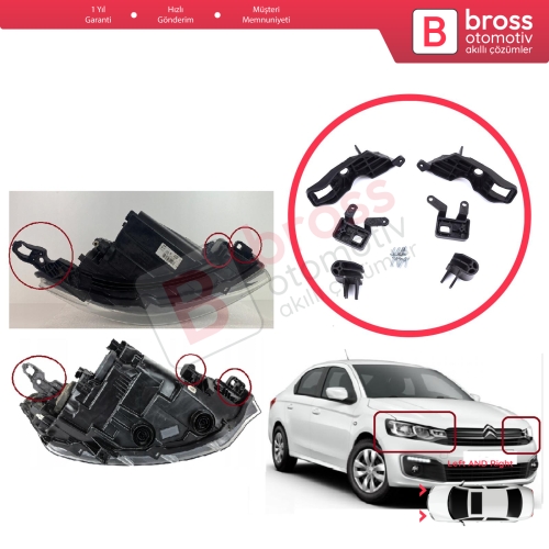 Citroen C Elysee DD 2017-2024﻿ Makyajlı Kasa 9817298480 9817297880 İçin Sağ Sol Ön Far Ayak Tamir Seti
