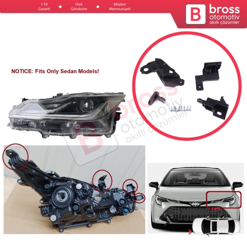 Toyota Corolla MK12 E21 2019-On 81150-02T51 Sedan  İçin Sol Ön Far Ayak Tamir Seti