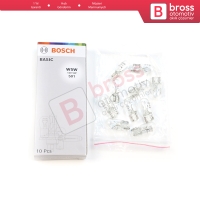 10 Adet BOSCH 1987302819 Temel Eco Seri W5W 12V 5W 501 Şeffaf Standart Dipsiz Ampul
